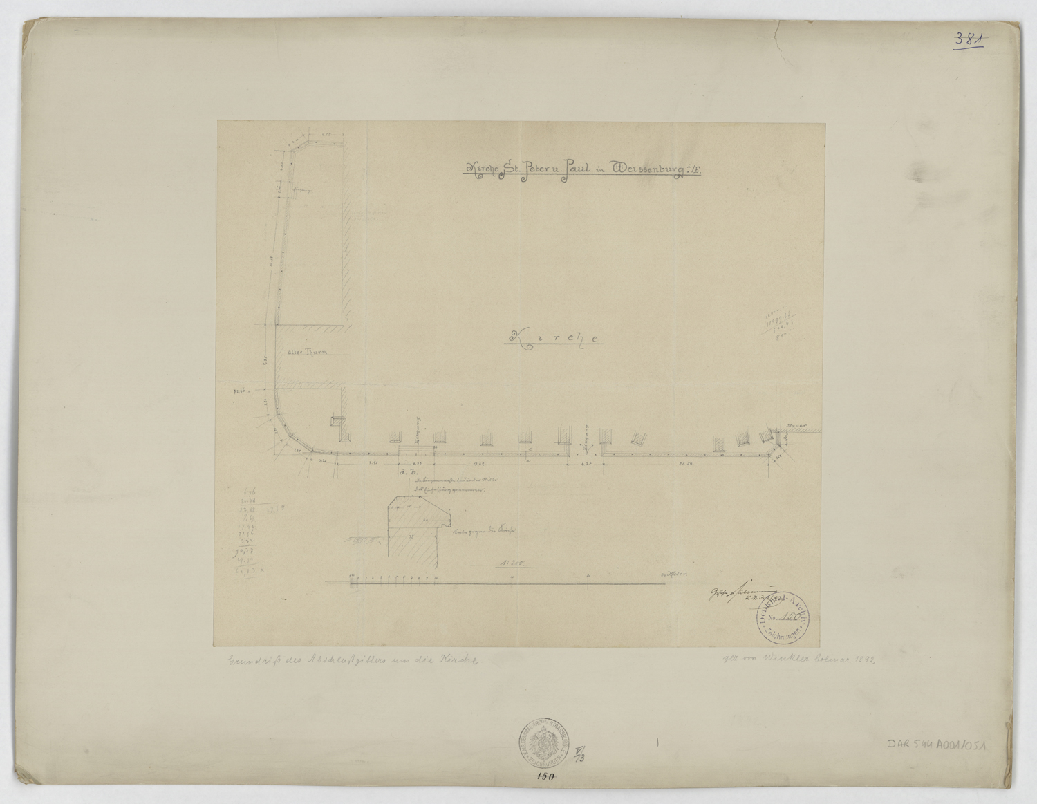 Clôture (?), plan du côté sud.