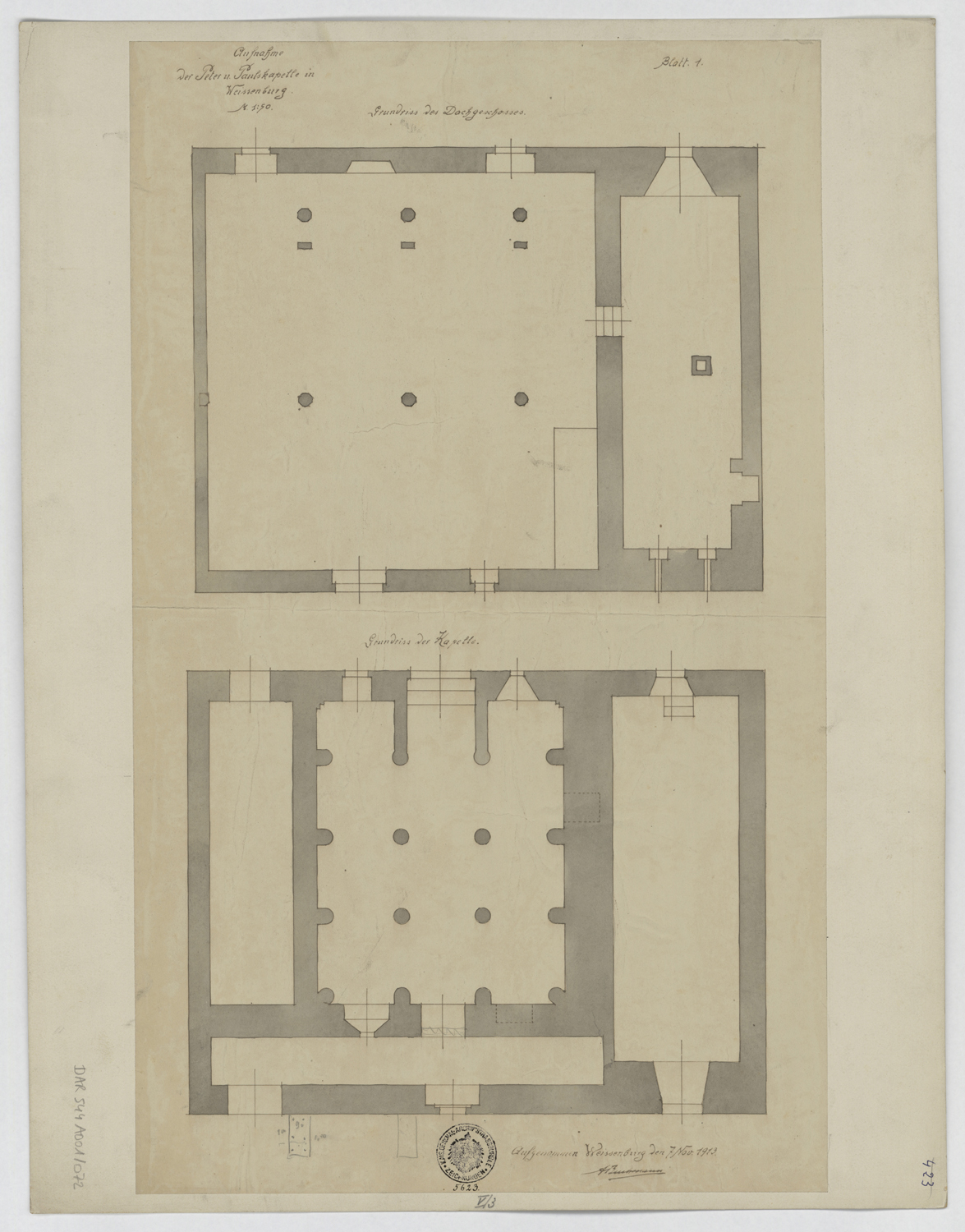 Toiture, plan de masse.