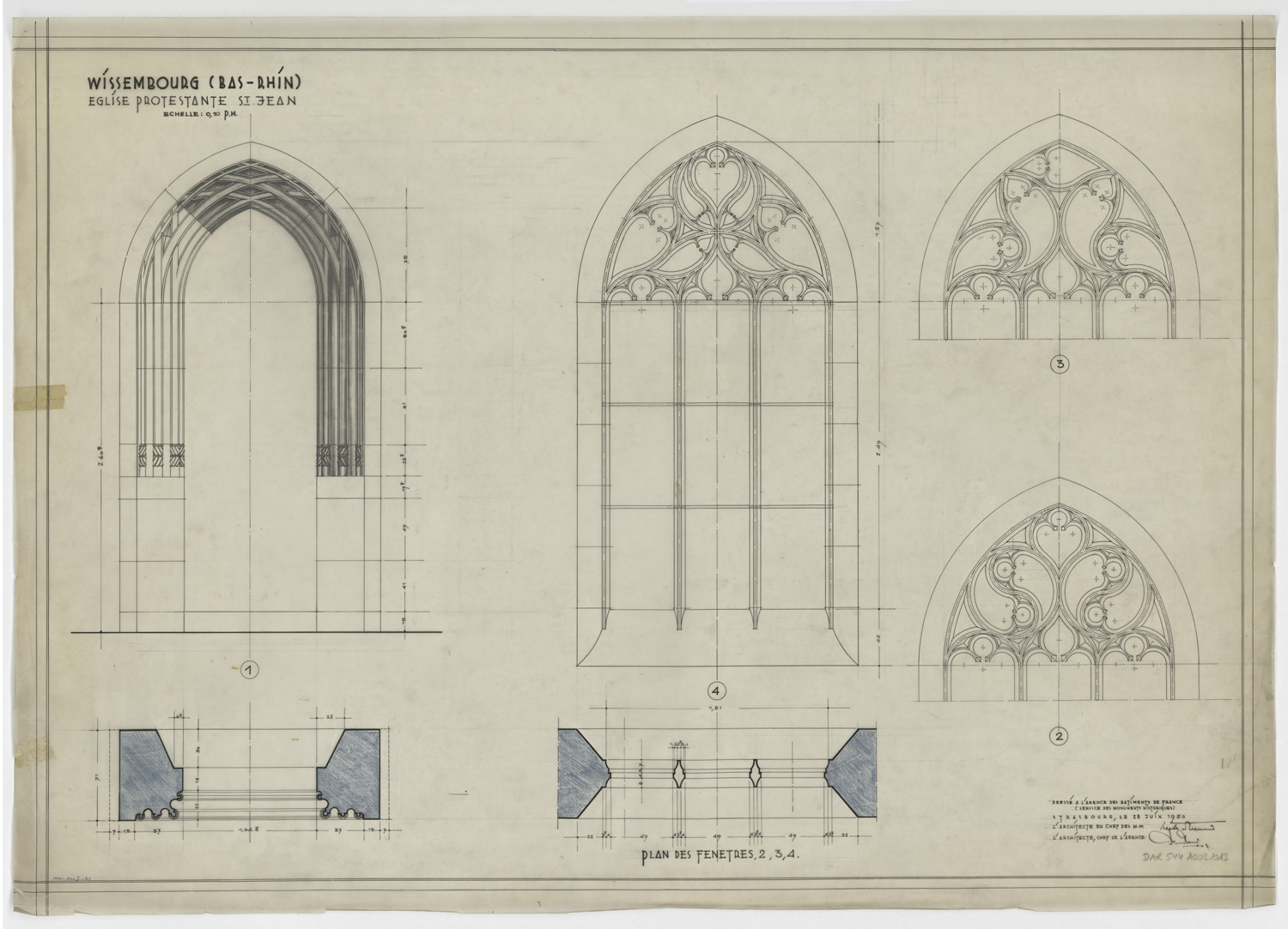 Porte et fenêtre, plans, élévations et détails.