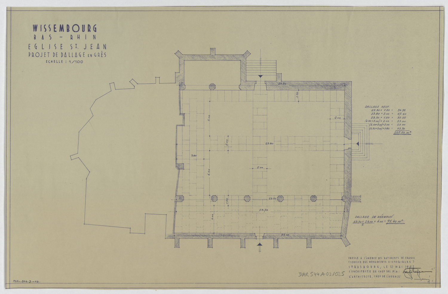 Projet de dallage en grès, plan d’ensemble.