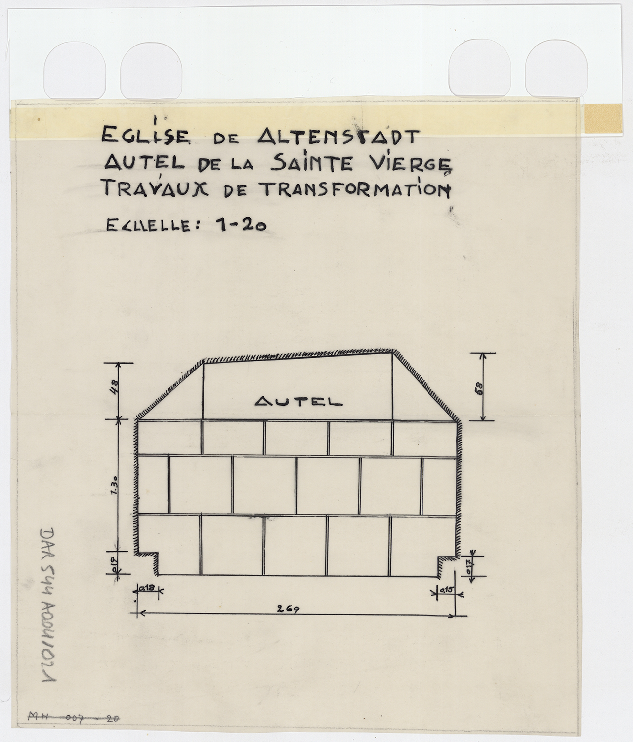 Projet de transformation de l’autel de la Sainte-Vierge, plan.