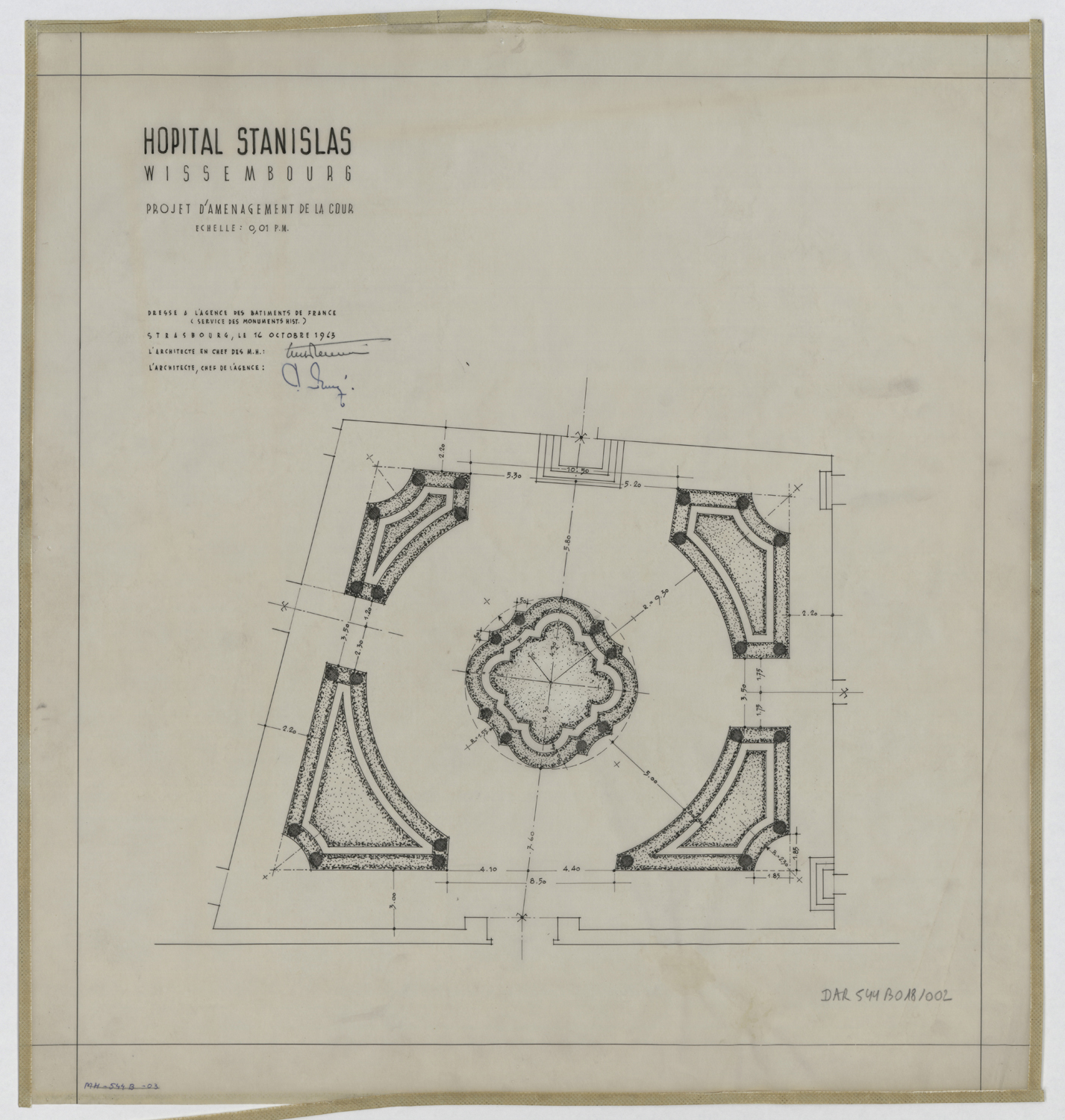 Projet d’aménagement de la cour, plan.