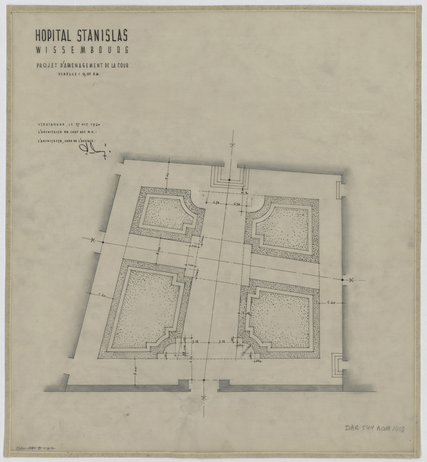 Projet d’aménagement de la cour, plan.