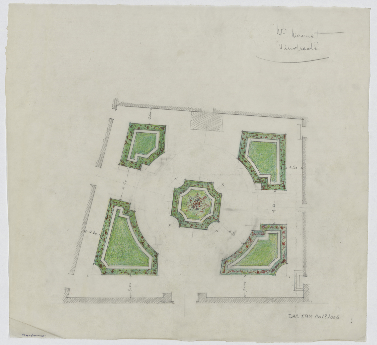 Projet d’aménagement de la cour, plan.