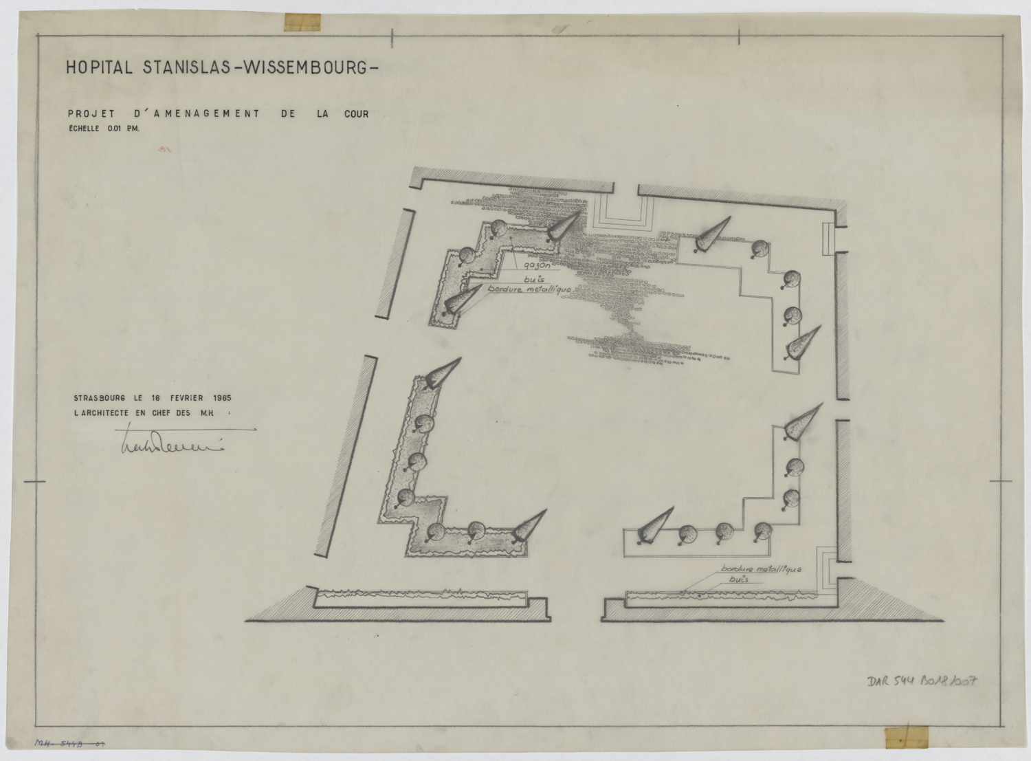 Projet d’aménagement de la cour, plan.