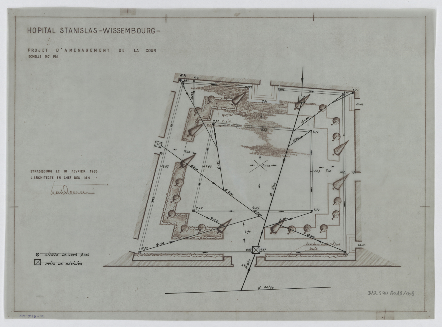 Projet d’aménagement de la cour, plan.