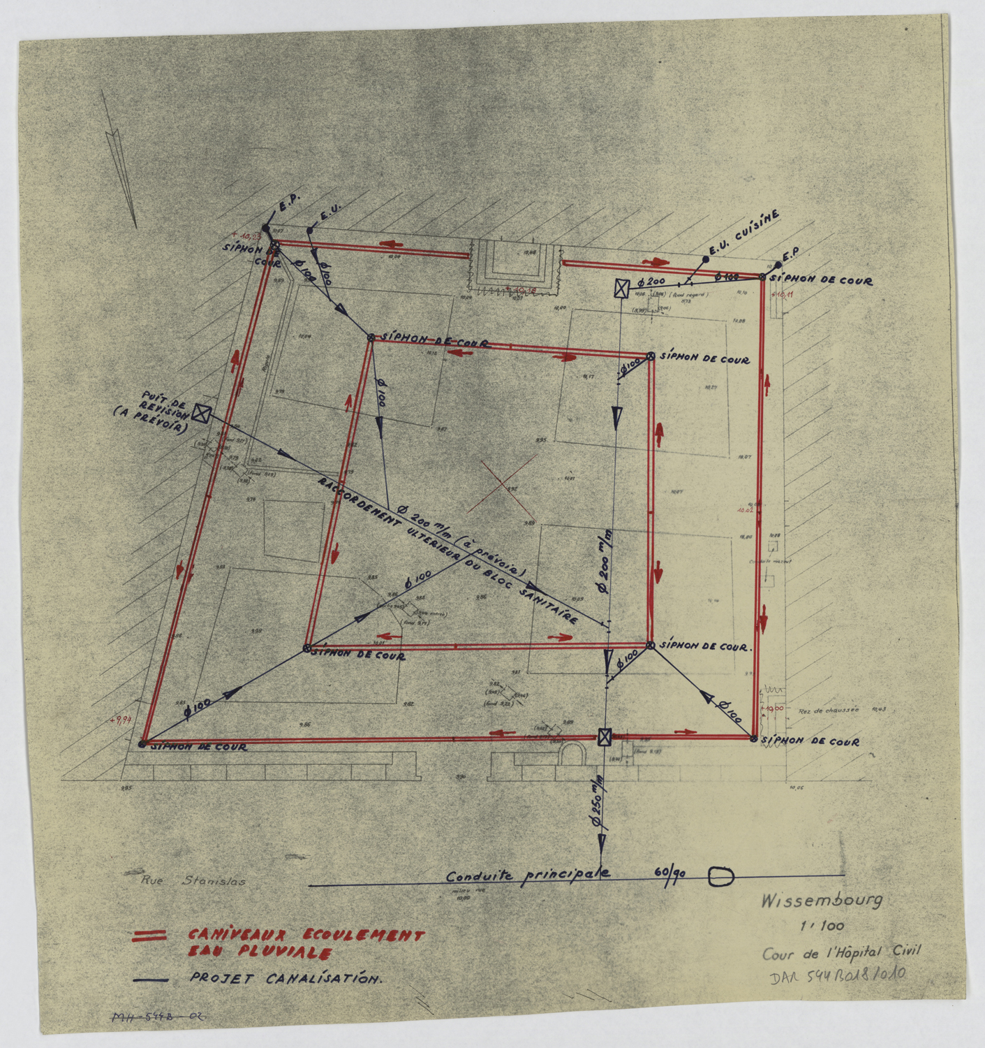 Projet d’aménagement de la cour, plan.