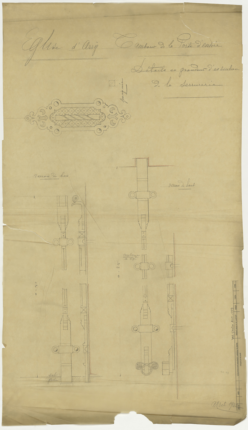 Nouveau tambour d’entrée, détails des serrures.