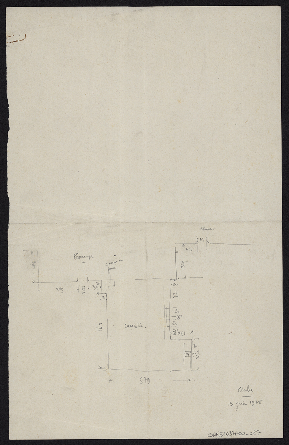 Plan de masse de la sacristie et du transept sud.