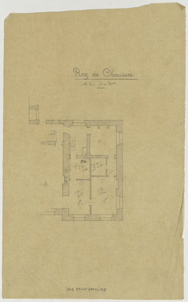 Aile droite, plan de masse du rez-de-chaussée.