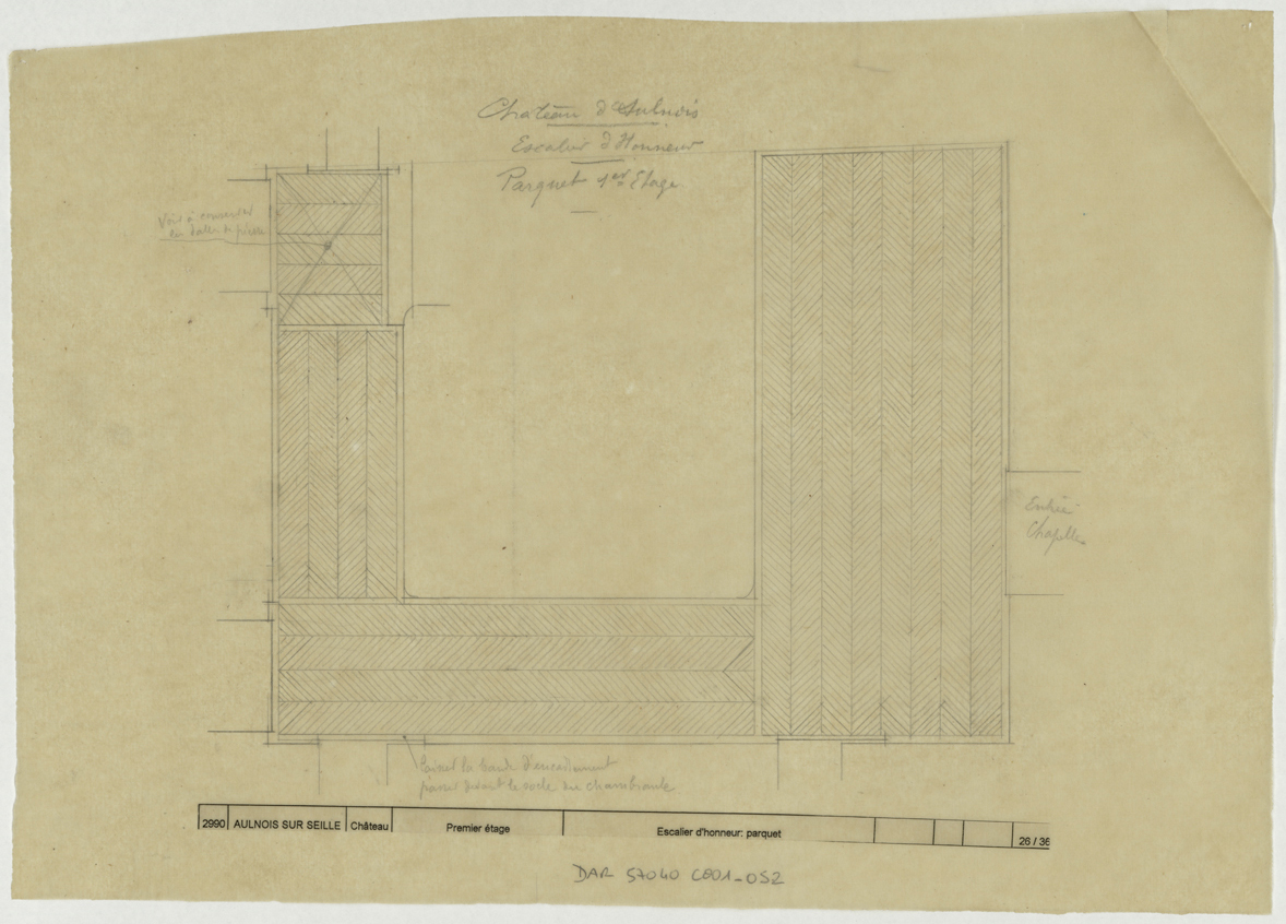 Parquet, plan du palier du premier étage.