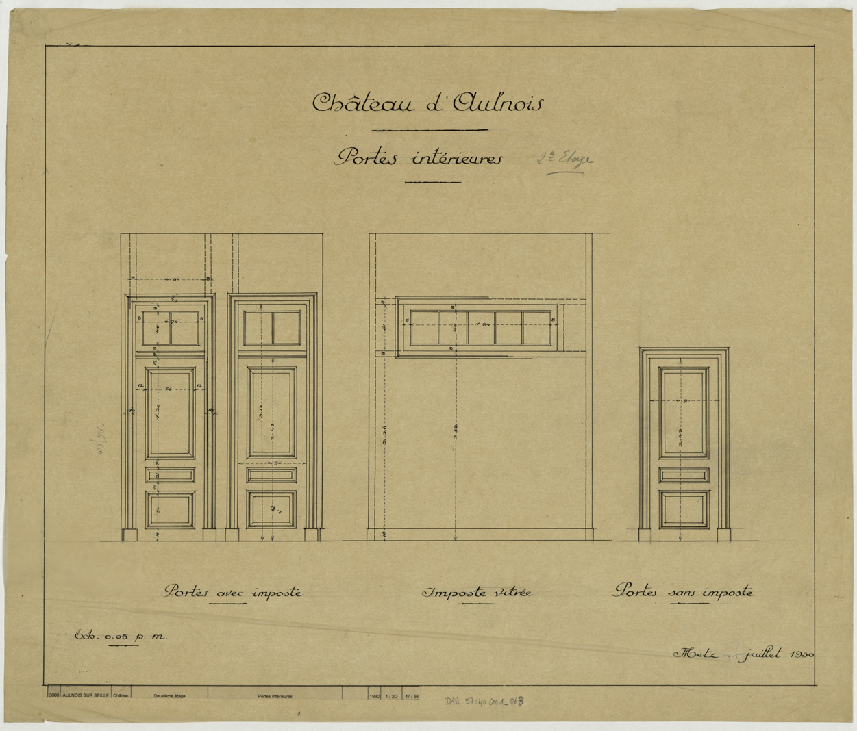 Porte intérieure du deuxième étage, élévations.