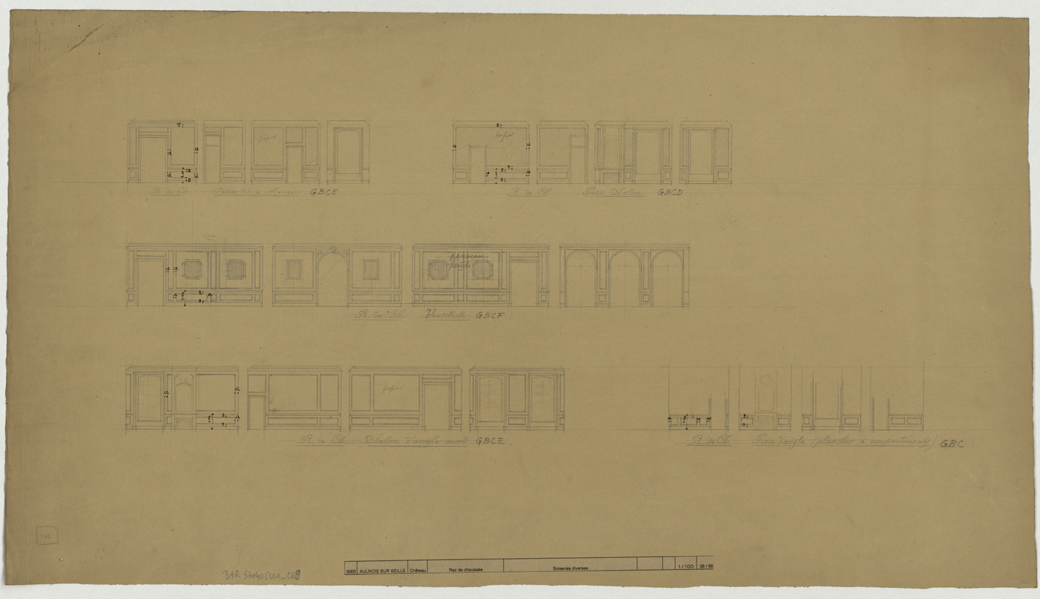 Boiserie, élévations de lambris.