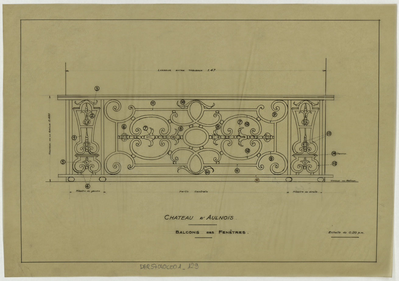 Fenêtre, élévation d’un balcon.