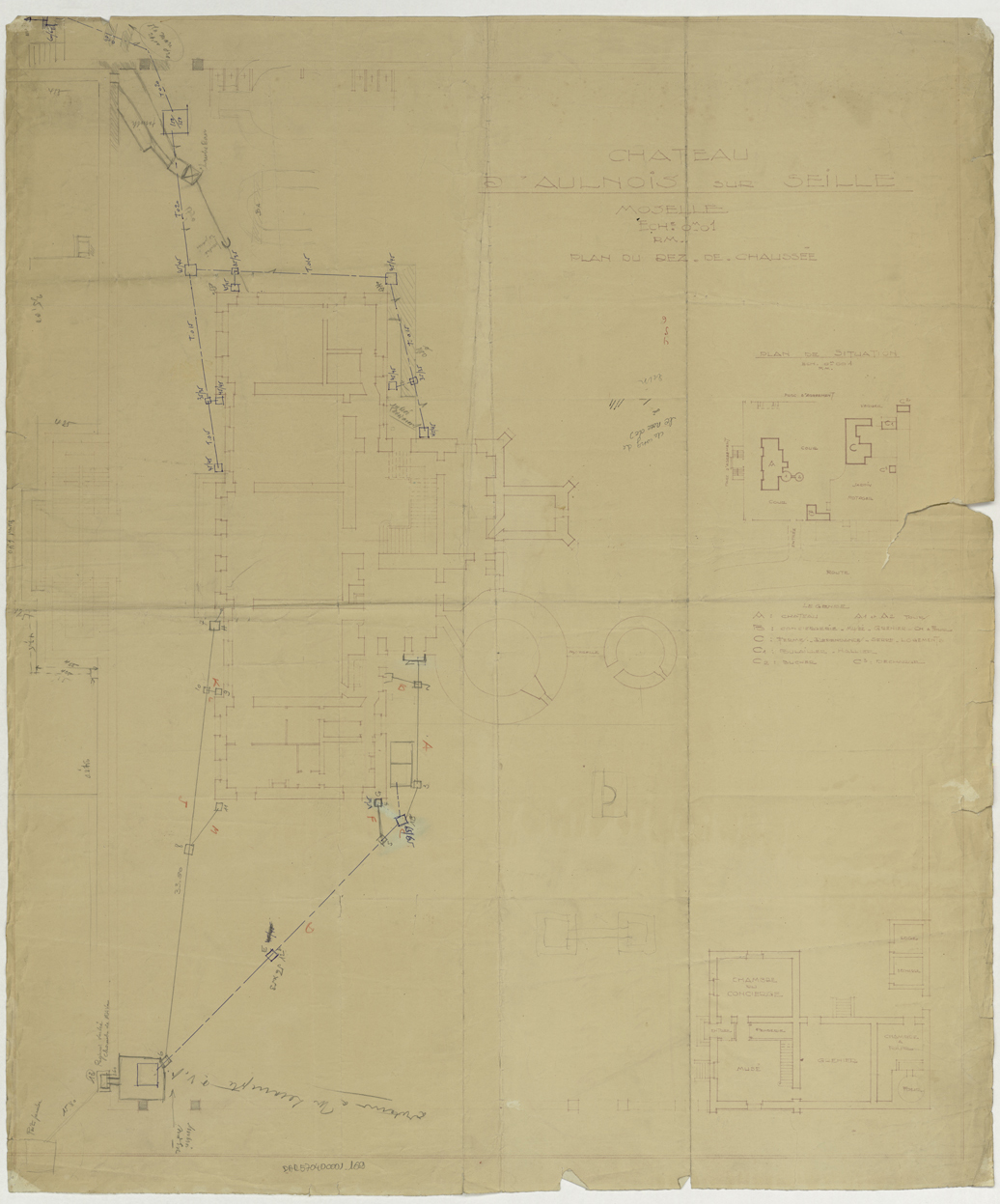 Canalisations, plan de situation et plan de masse du rez-de-chaussée.