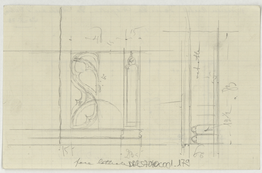 Chapelle, projet de nouvel autel, croquis.