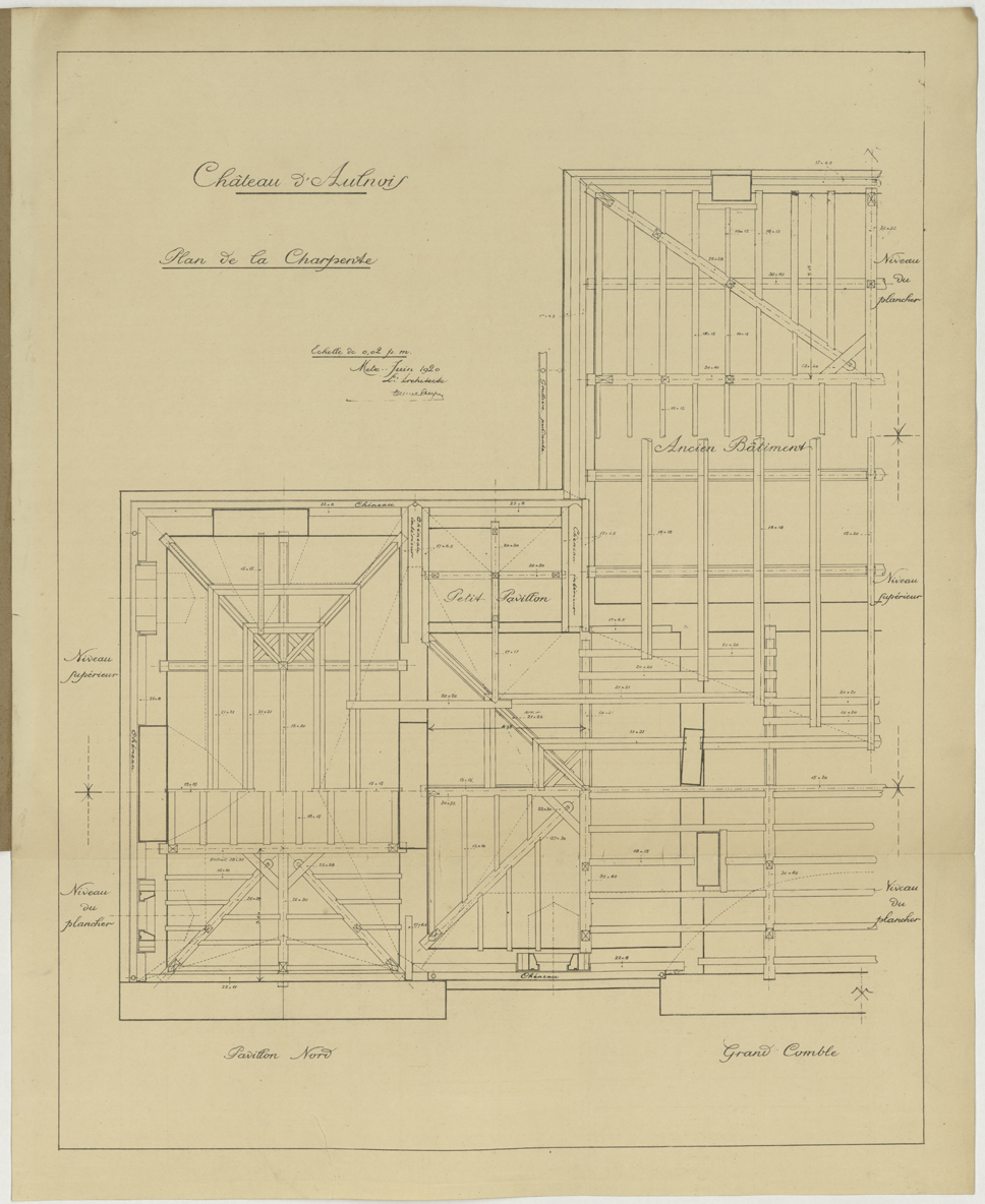 Charpente, plan de la moitié nord.