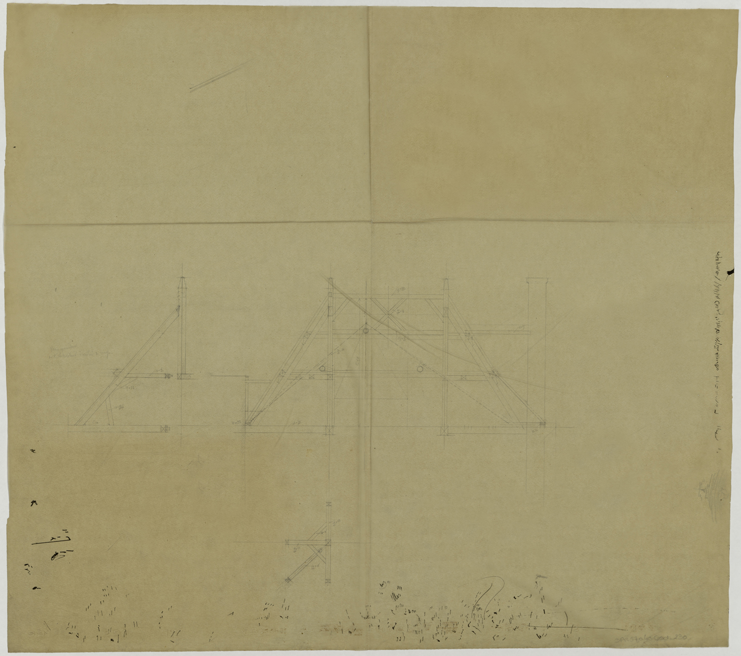 Charpente, plan du pavillon sud.