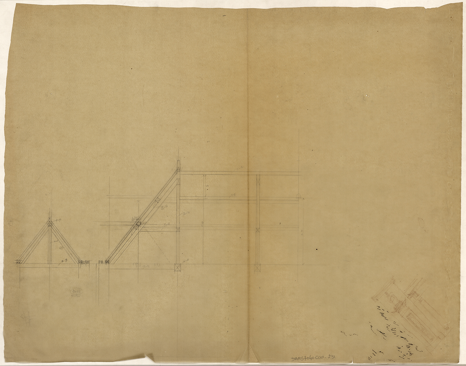 Charpente, plans partiels.