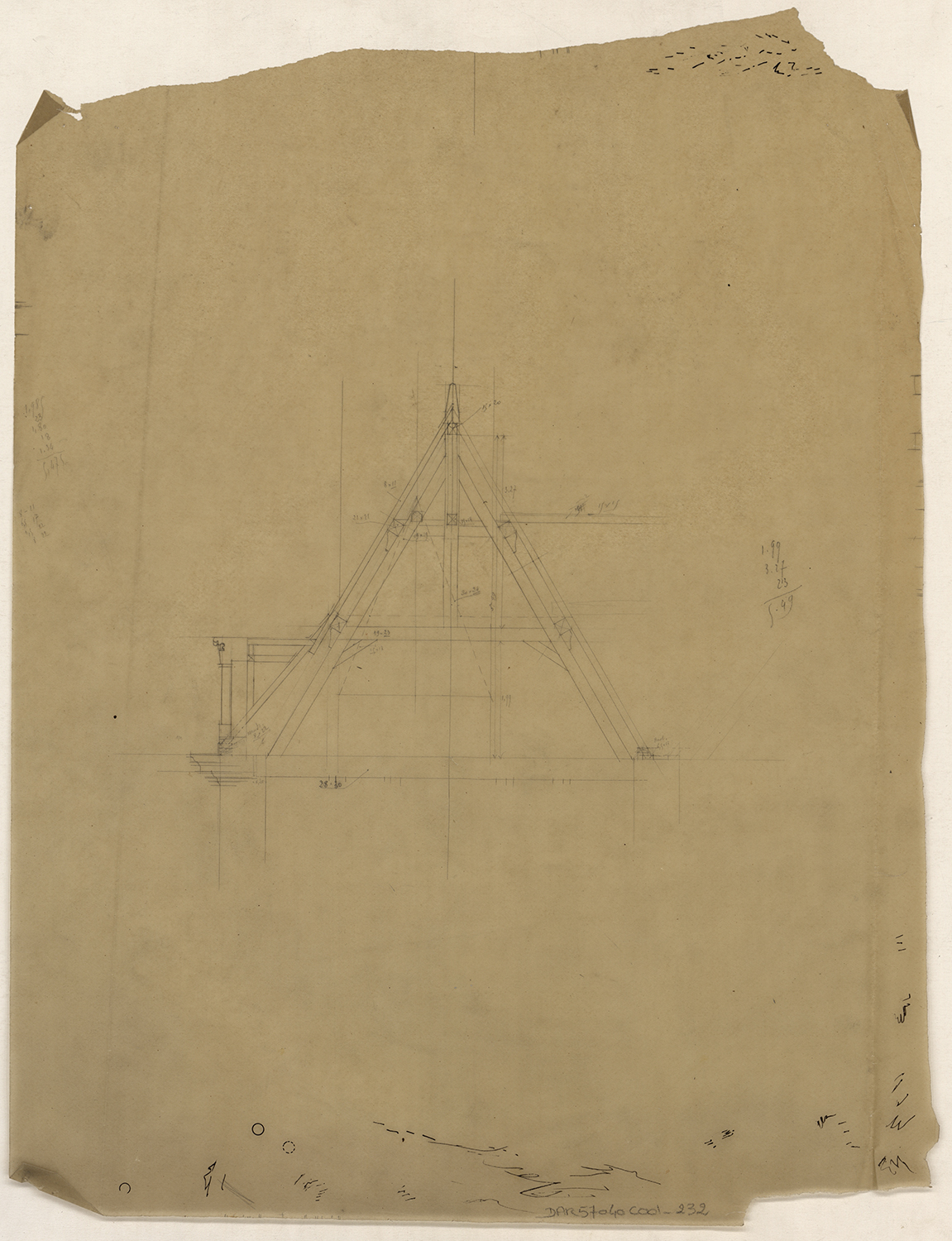 Charpente, plan d’une tour du vieux château.