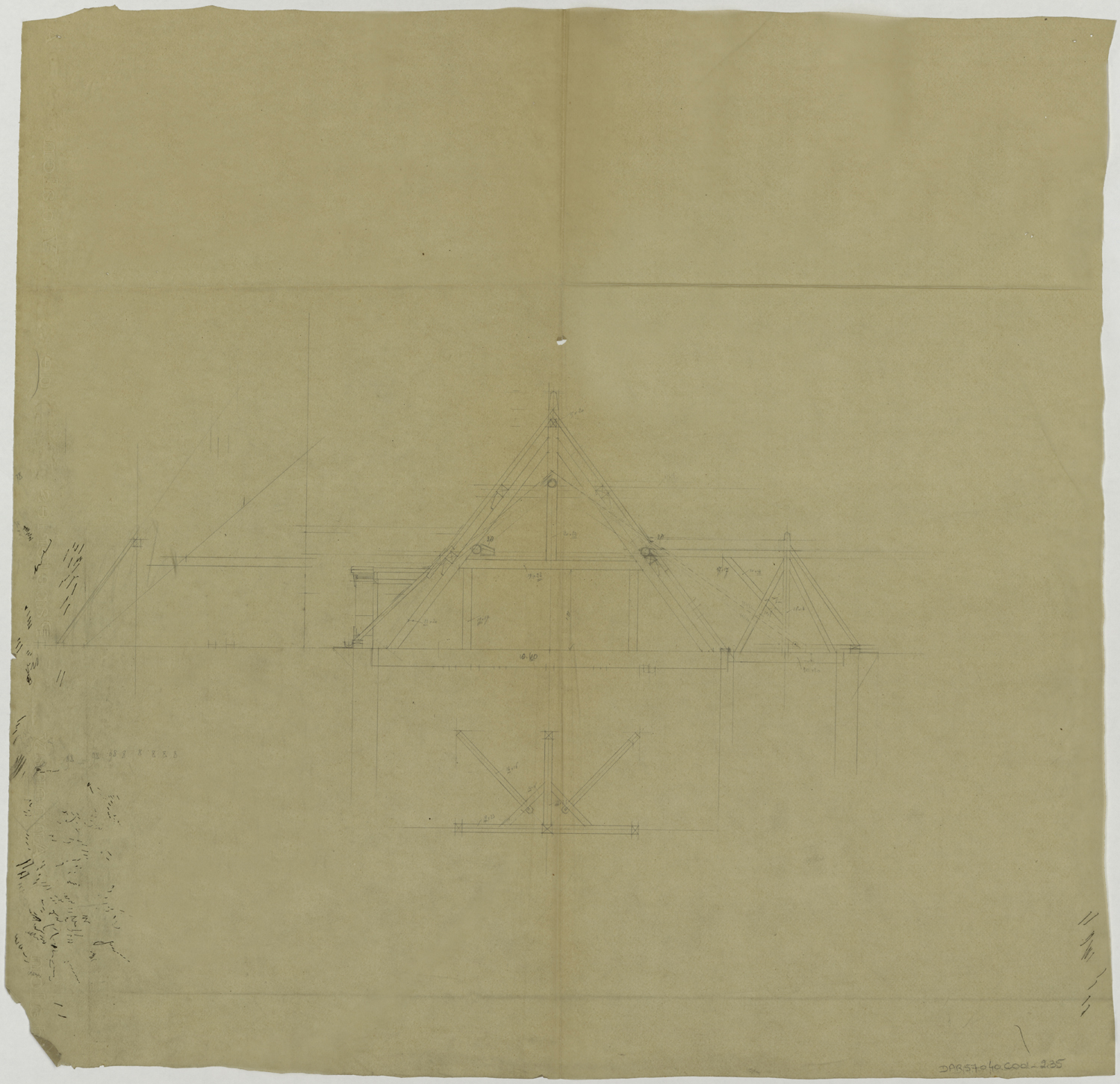 Charpente, plan du pavillon central du château neuf. 