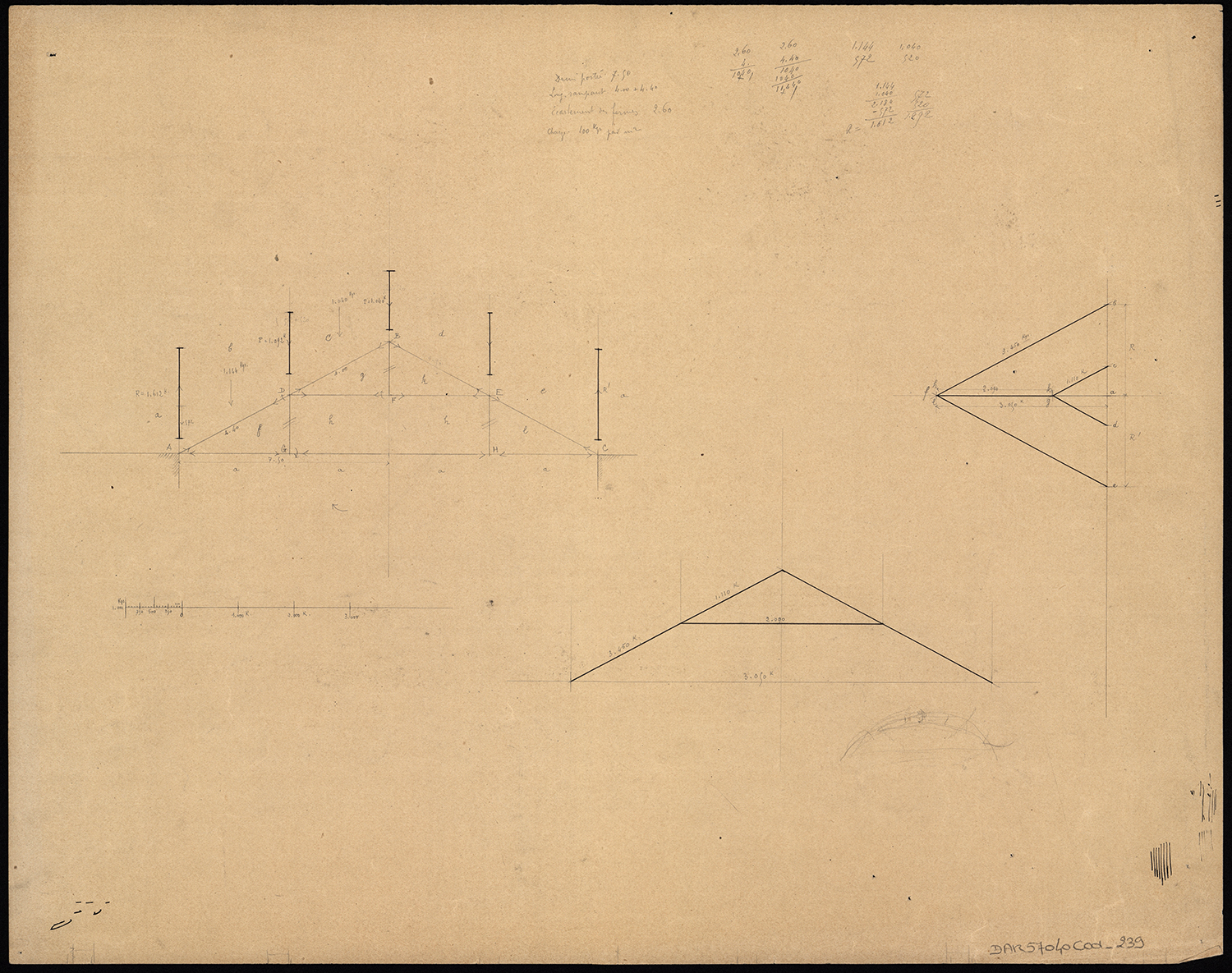 Charpente, plans métrés.