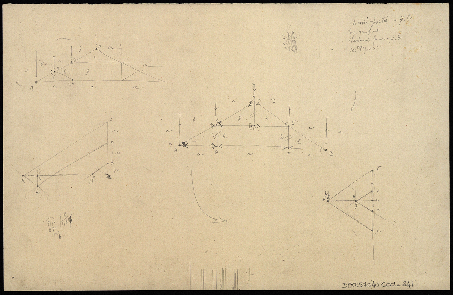 Charpente, croquis d’architecture.