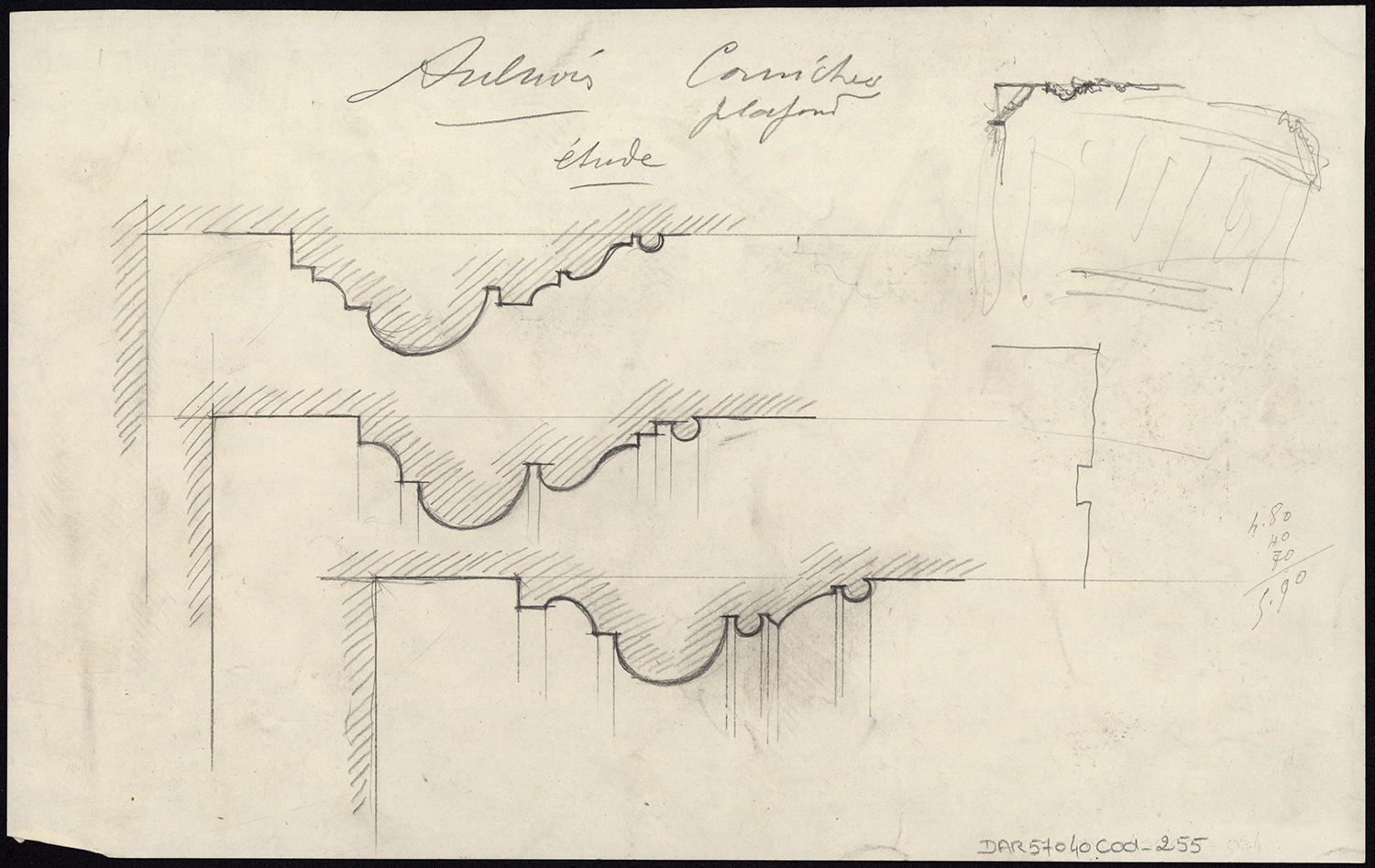 Plafond, profils de corniches.