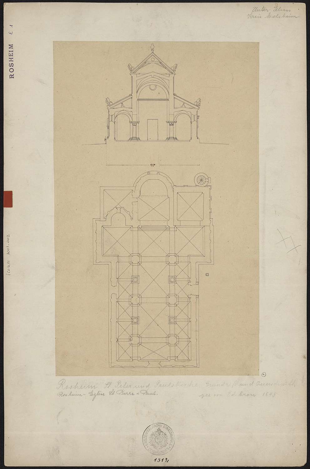 Plan de masse et élévation de la façade principale.