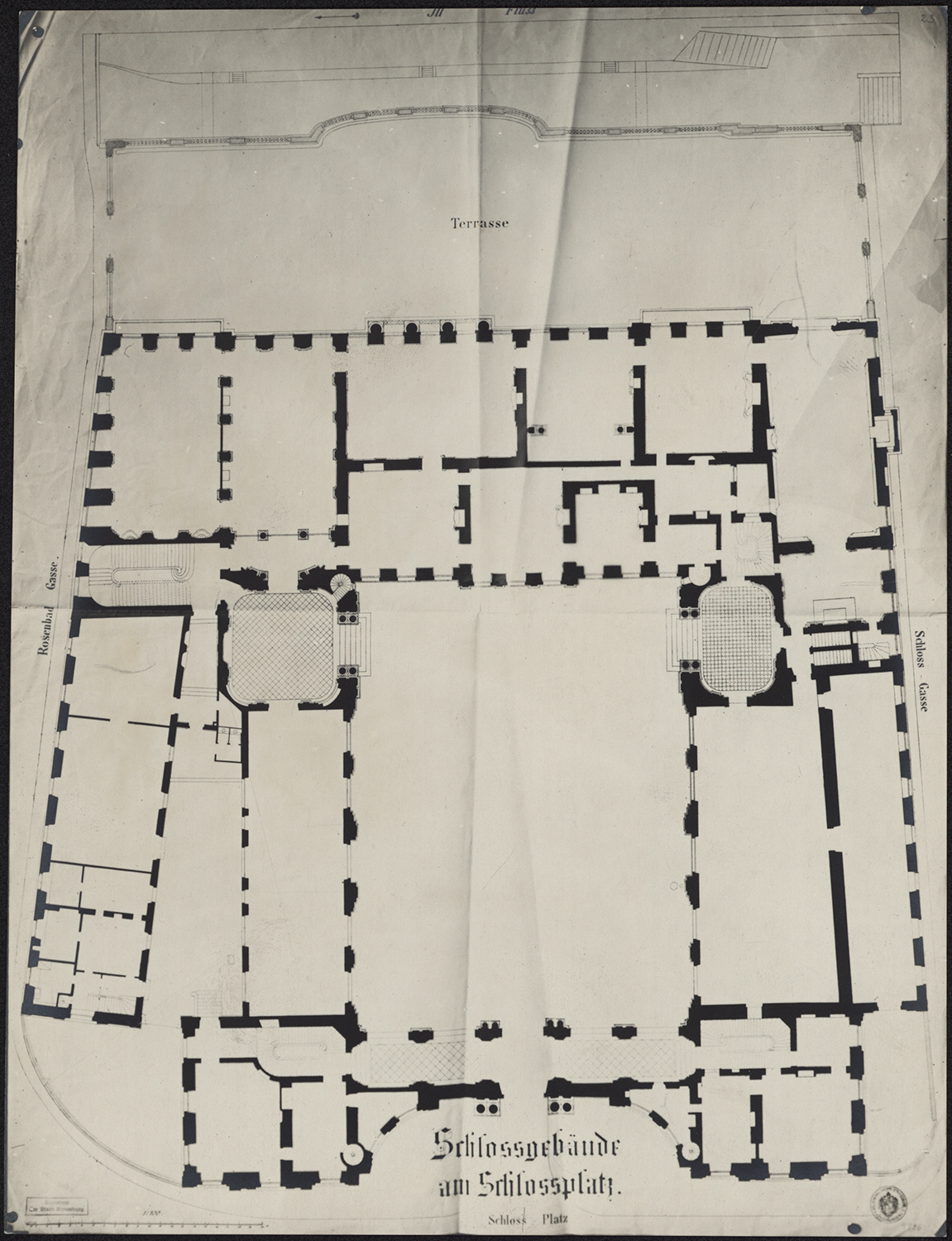 Plan de masse du rez-de-chaussée.