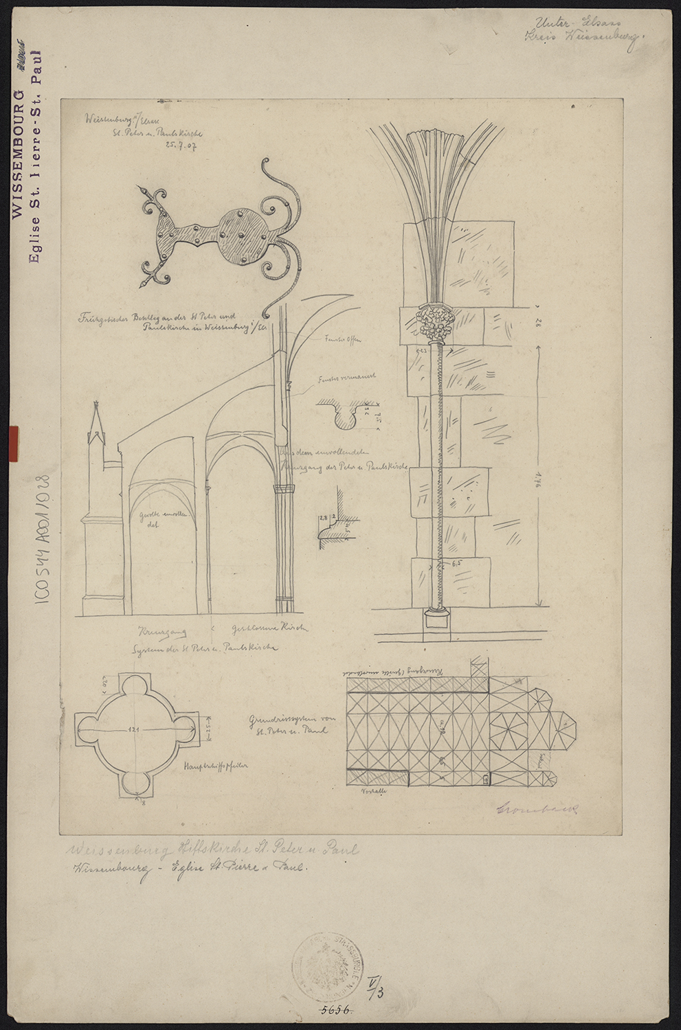 Plan de masse, coupe transversale et détails.