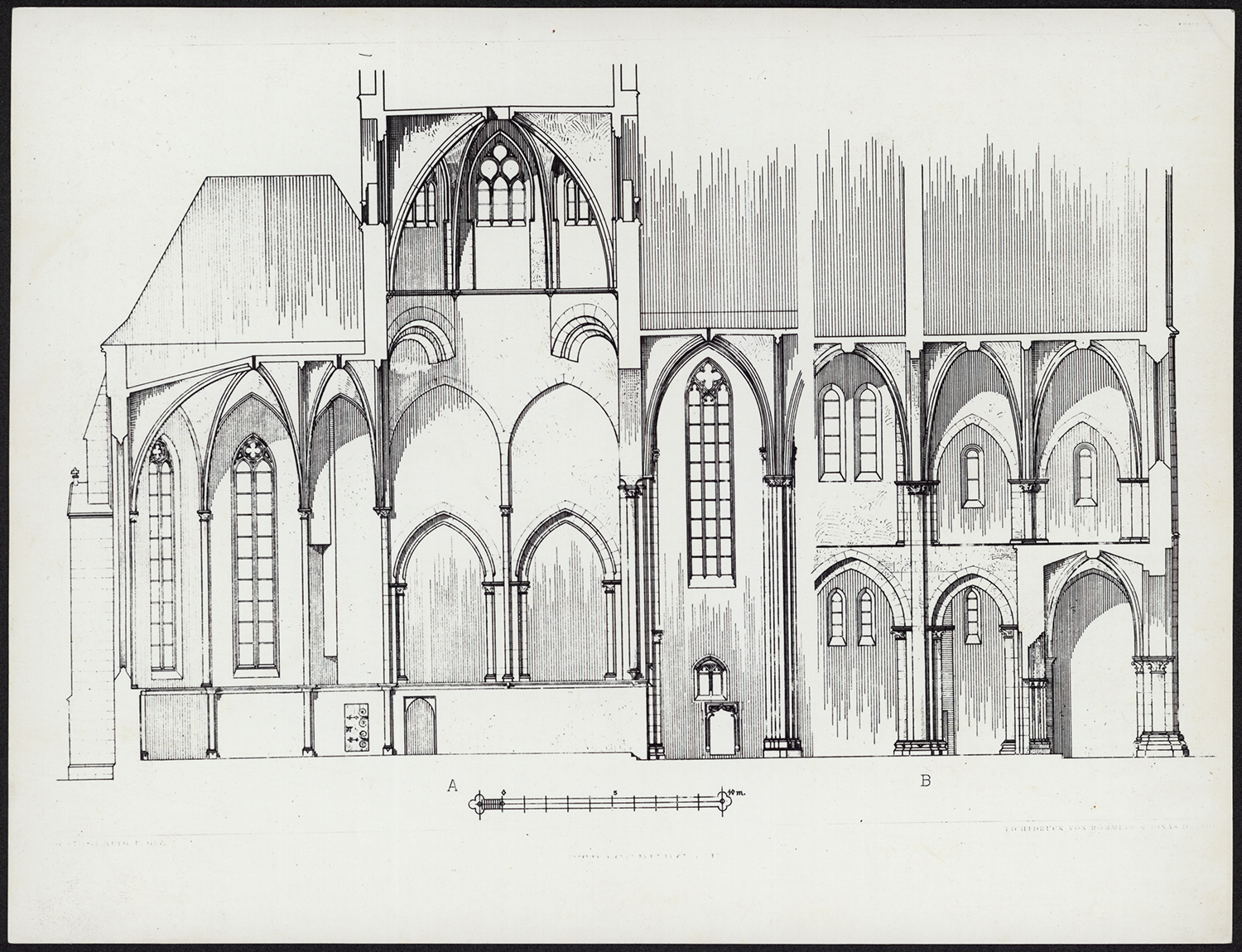 Coupe longitudinale sur la façade nord.