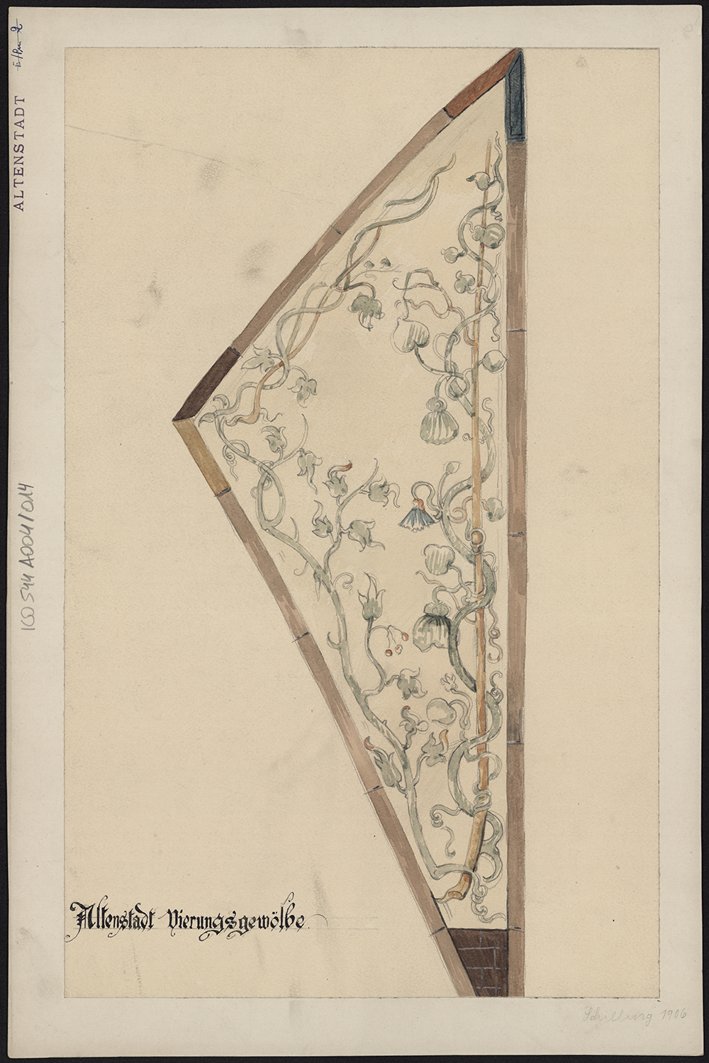 Représentation d’un voûtain à motifs de rinceaux.