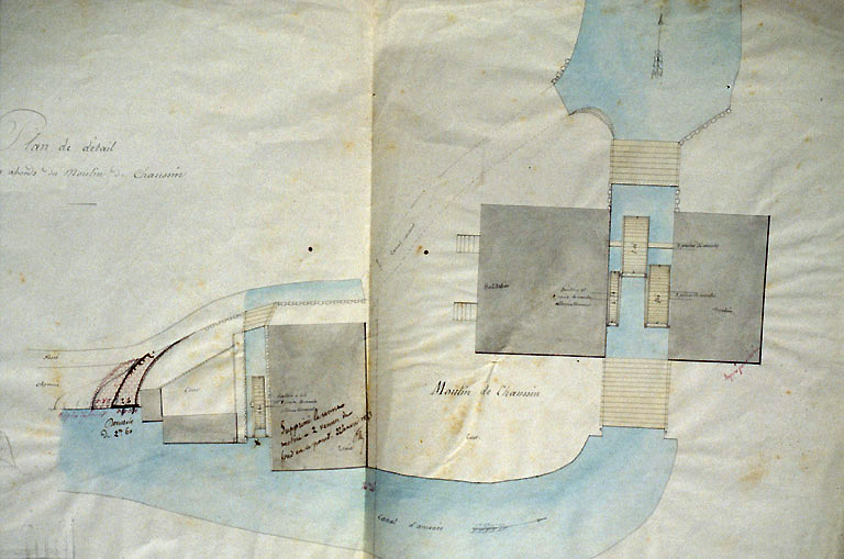 Plan de détail des abords du moulin de Chaussin