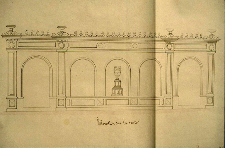 Projet par Laubier le 28 janvier 1844 : élévation antérieure