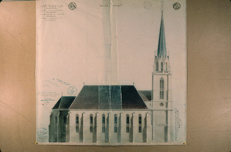 Elevation latérale par Marnotte, 1860.