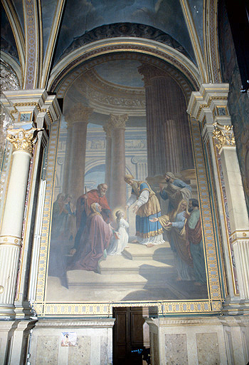 Peinture murale de la chapelle du collège : Présentation de la Sainte-Vierge.