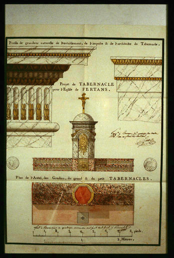 Projet de tabernacle par Ramelet 1808, dessin sur papier