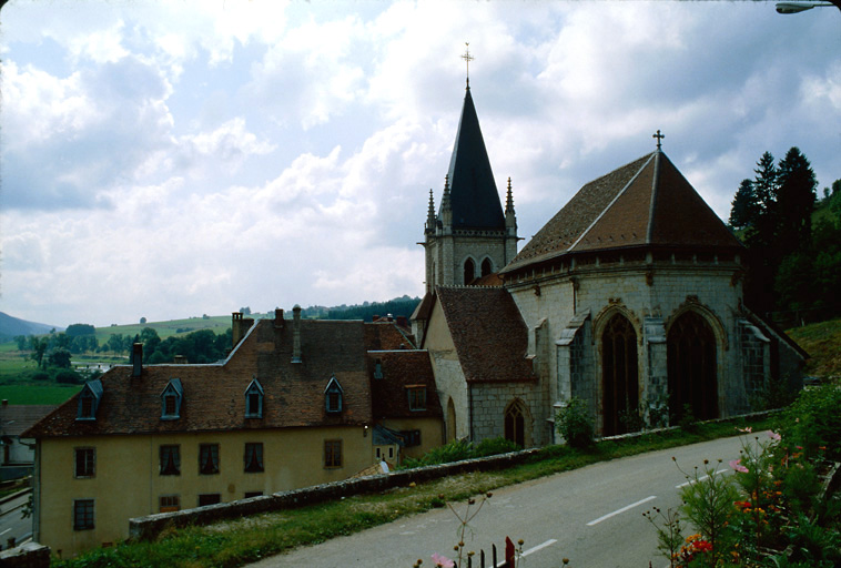 Bâtiments abbatiaux et église vus depuis l'est