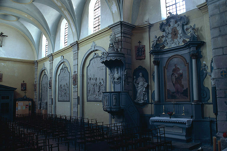 Elévation latérale de la nef et du croisillon latéral du transept