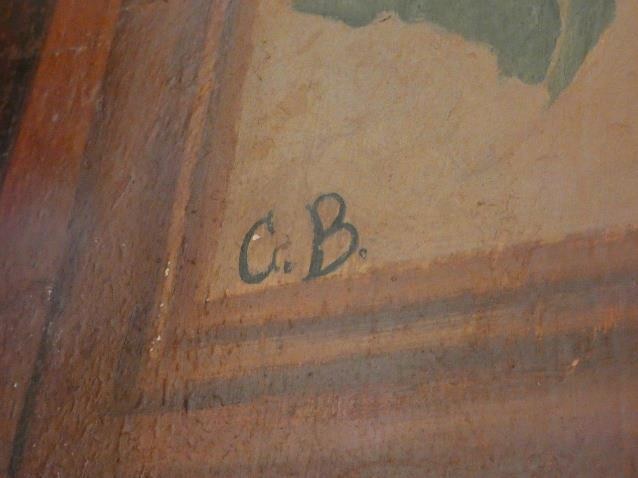 Détail des initiales de Camille Braun sur le mur est de
l’auberge A la Couronne verte