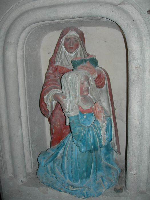 groupe sculpté : Sainte et une donatrice