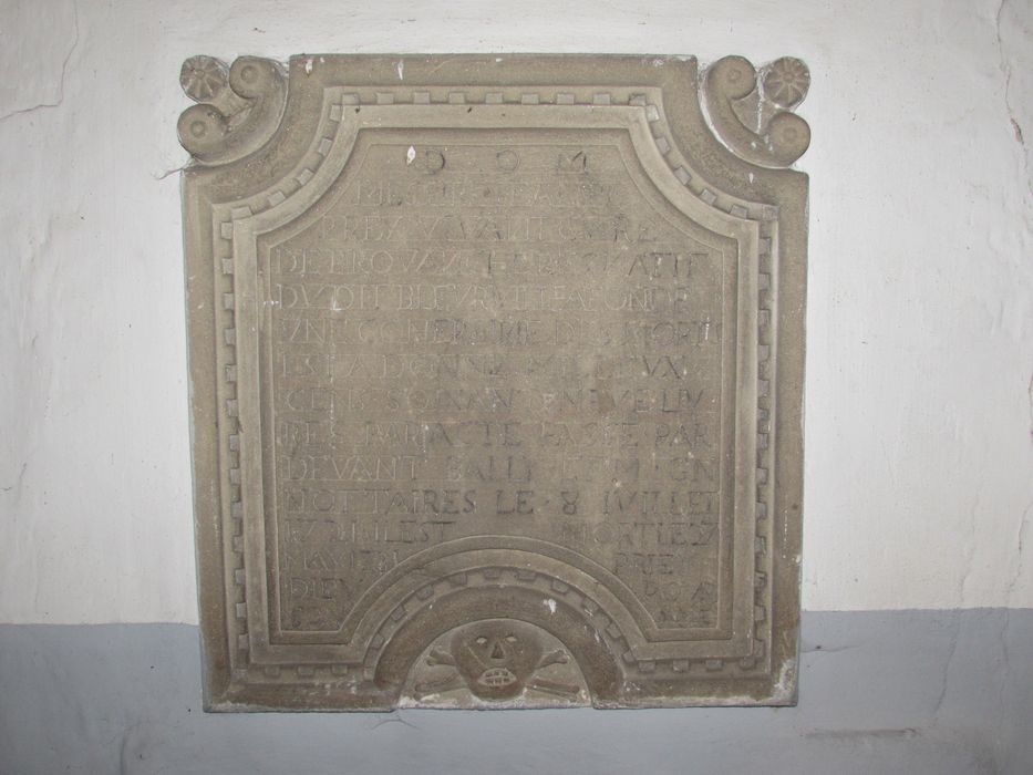 plaque commémorative de fondation d'une confrérie des morts