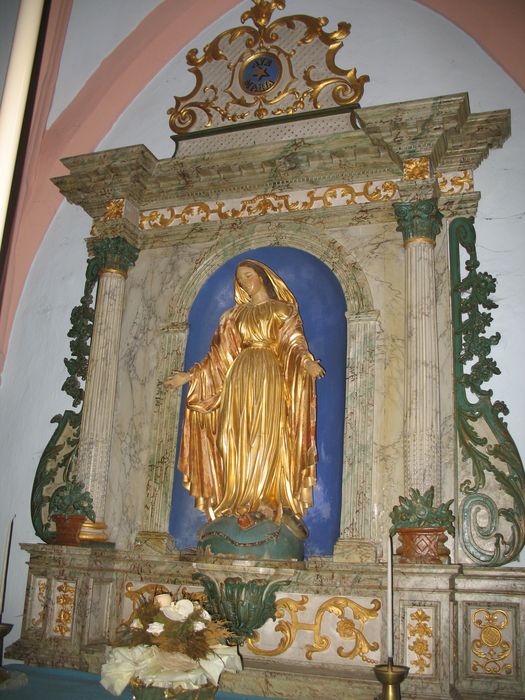 retable, statue : la Vierge de l'Immaculée Conception (autel secondaire nord)