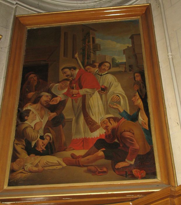 tableau : Saint Charles Borromée communiant les victimes de la peste à Milan