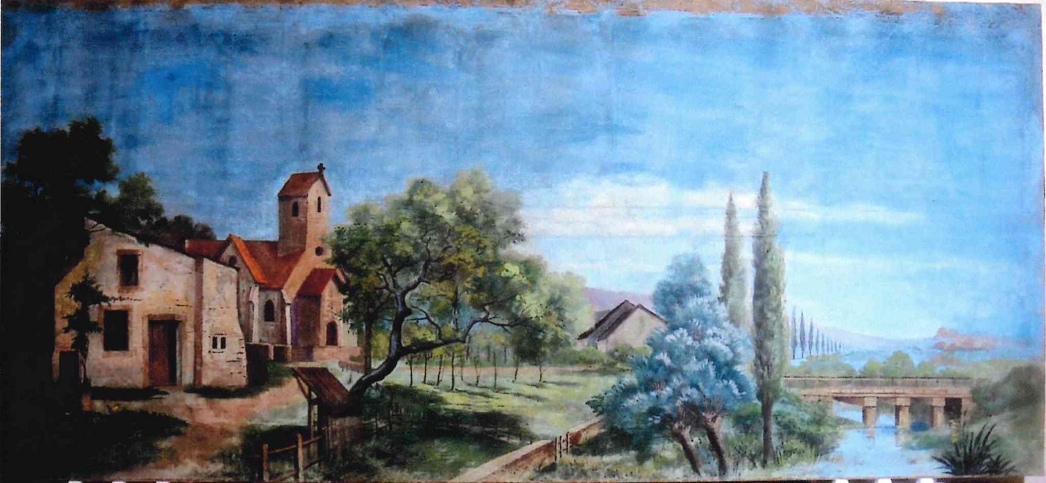 toile de fond (décor de théâtre) : Paysage champêtre