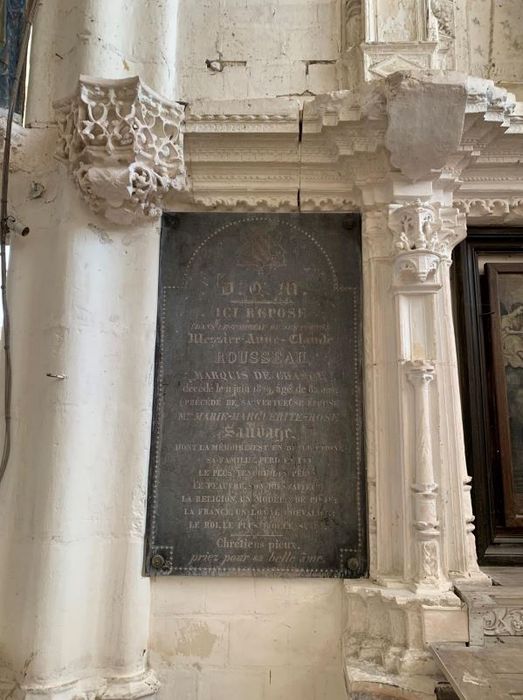 plaque funéraire d’Anne-Claude Rousseau, marquis de Chamoy