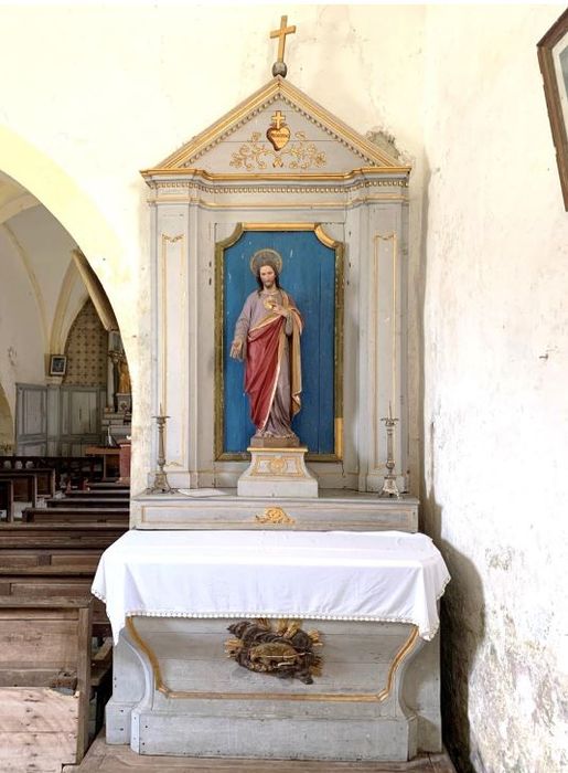 autel sud, retable, statue : Christ du Sacré-Coeur