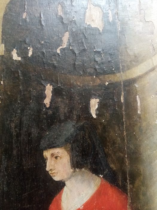 triptyque, détail du panneau n°3 (extérieur) : Jaquette Chevalier, donatrice 