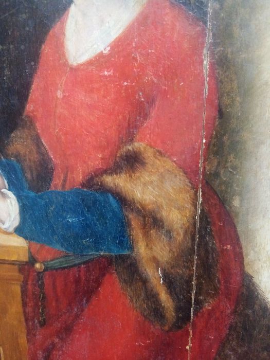 triptyque, détail du panneau n°3 (extérieur) : Jaquette Chevalier, donatrice 